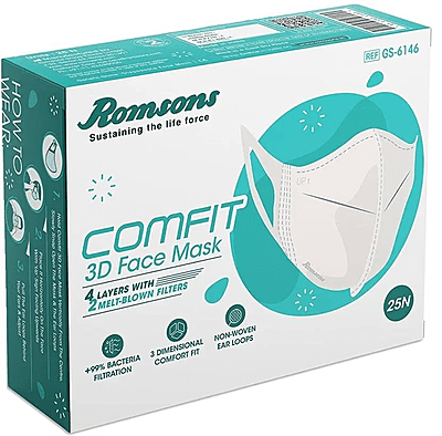 Romsons Comfit 3D 4 Layer Face Mask, 25 Count